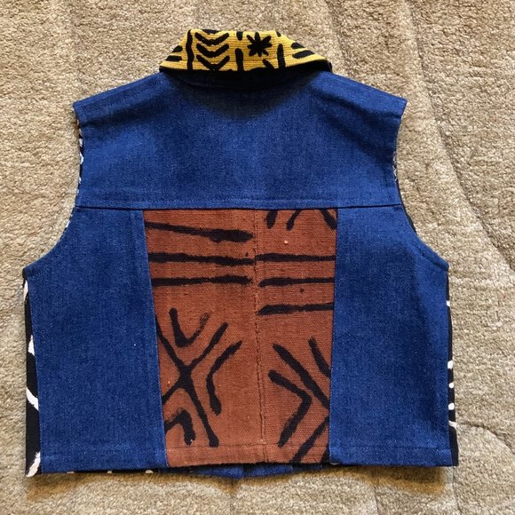 NWOT - Denim And Mudcloth Unisex Vest - Picture 4 of 4